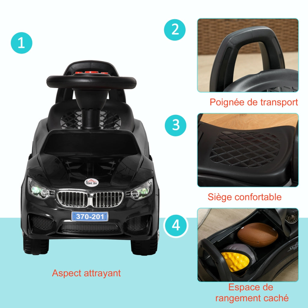 Portagiochi Veicolo Bambini con Cassetto e Luci ¨C zephmum ¨C 63,5x28x36 cm Nero