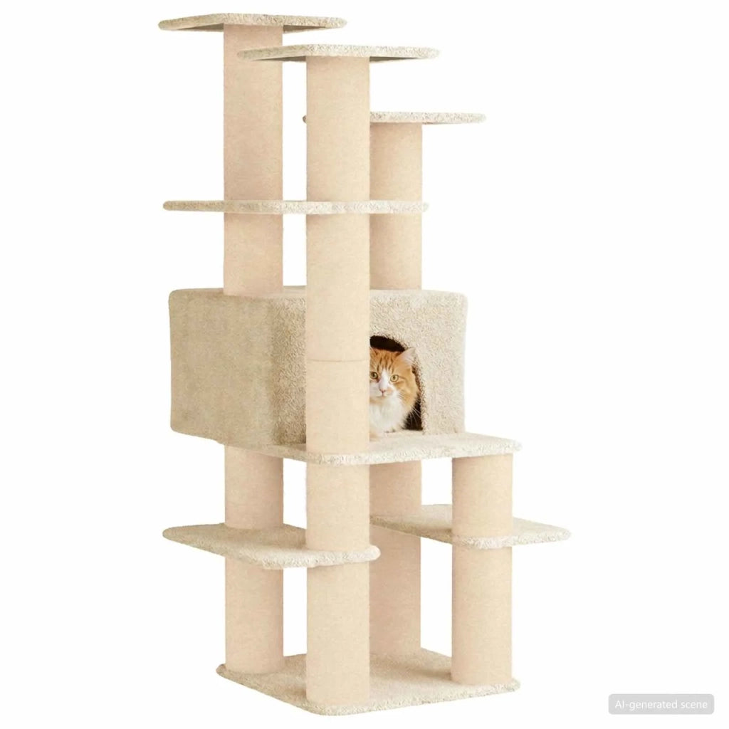 Albero per gatti con pali per graffiare in sisal Crema 161 cm 42033051