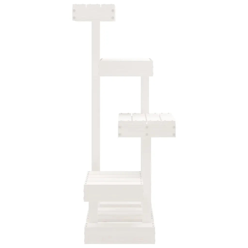 Albero per Gatti Bianco 45,5x49x103cm in Legno Massello di Pino 824649