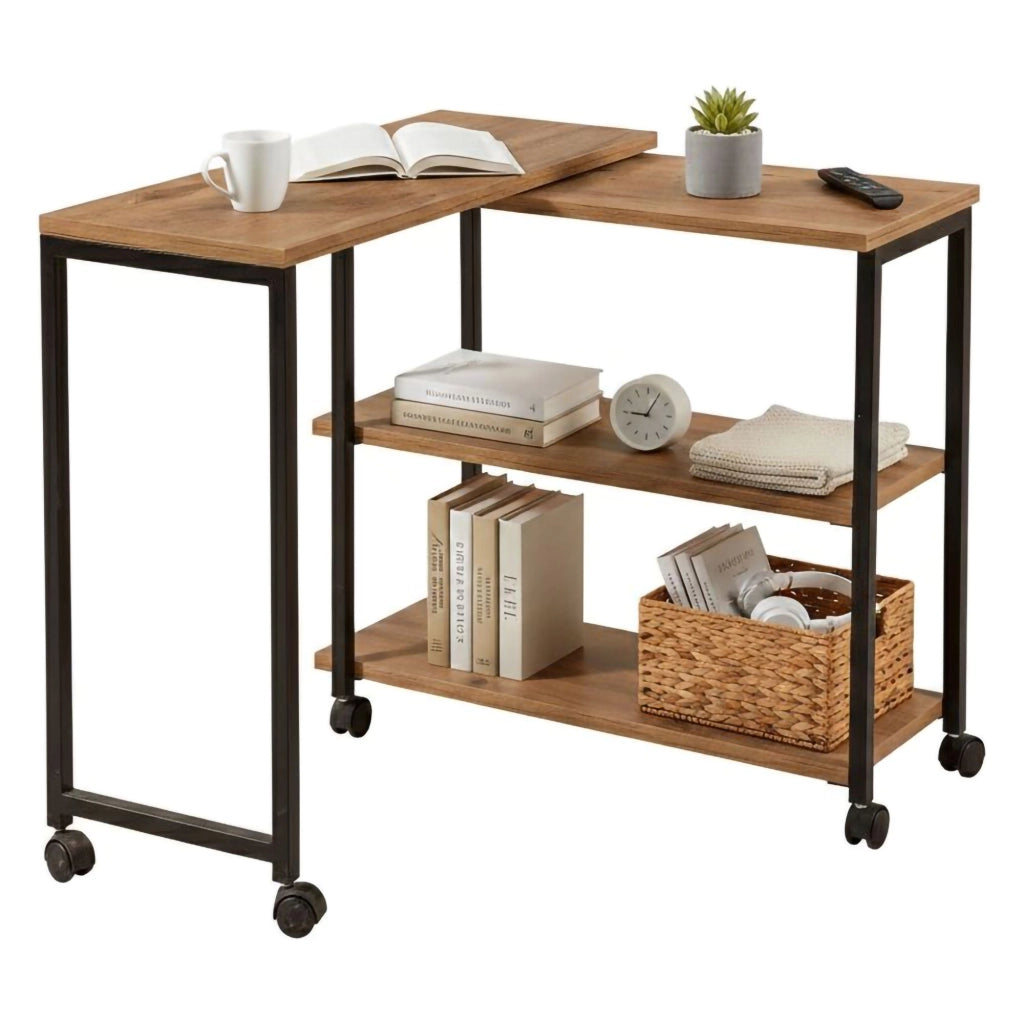Lagaros, Tavolino da Salotto Gambe con Ruote, 70x76x63h cm Marrone Quercia