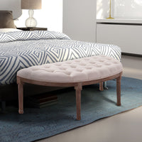 Panca Semicircolare Imbottita in Legno 140,5x51x48 cm  Beige