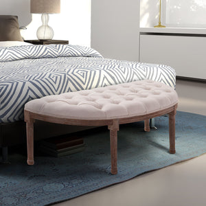 Panca Semicircolare Imbottita in Legno 140,5x51x48 cm  Beige