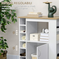 Carrello da Cucina con Armadietto e Ripiani Regolabili 75x39,5x88 cm Bianco