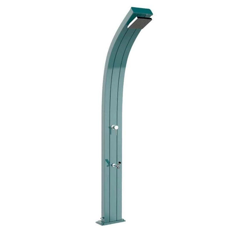 Doccia Solare In Alluminio Spring Top Line Con Miscelatore E Lavapiedi Colore Smeraldo Cv-A120-Tl/6700