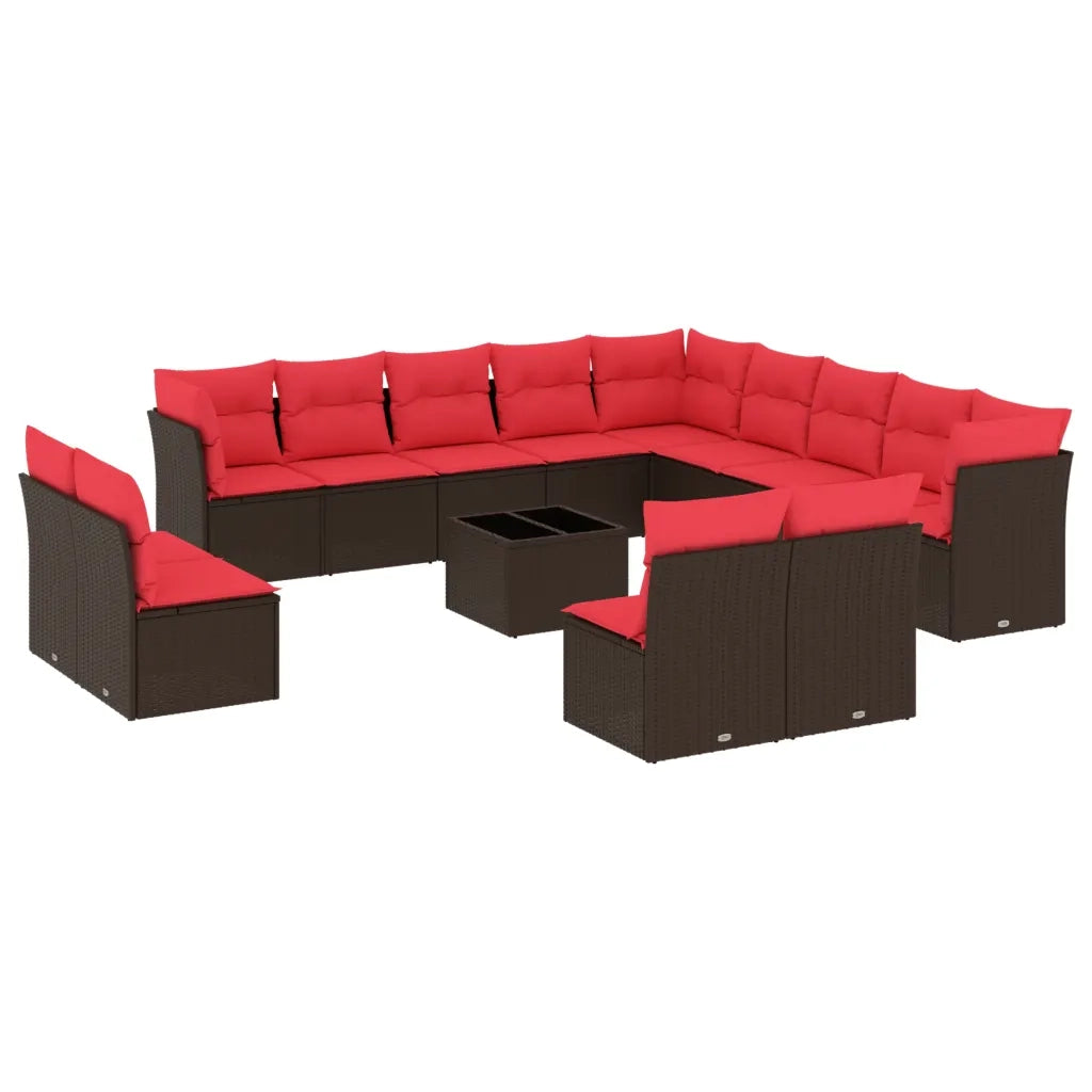 Set Divani da Giardino 14 pz con Cuscini Marrone in Polyrattan 3218504