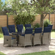 Set di tavolo e sedie con cuscino 9 pcs Grigio Rattan in PE 3379596