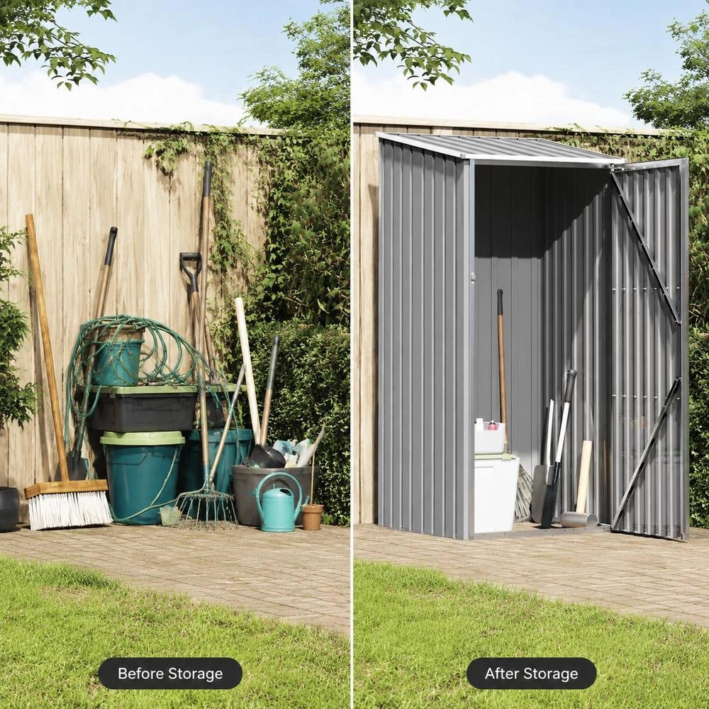 Garden Shed, Grey, 87x98x159 Cm, Galvanized Steel