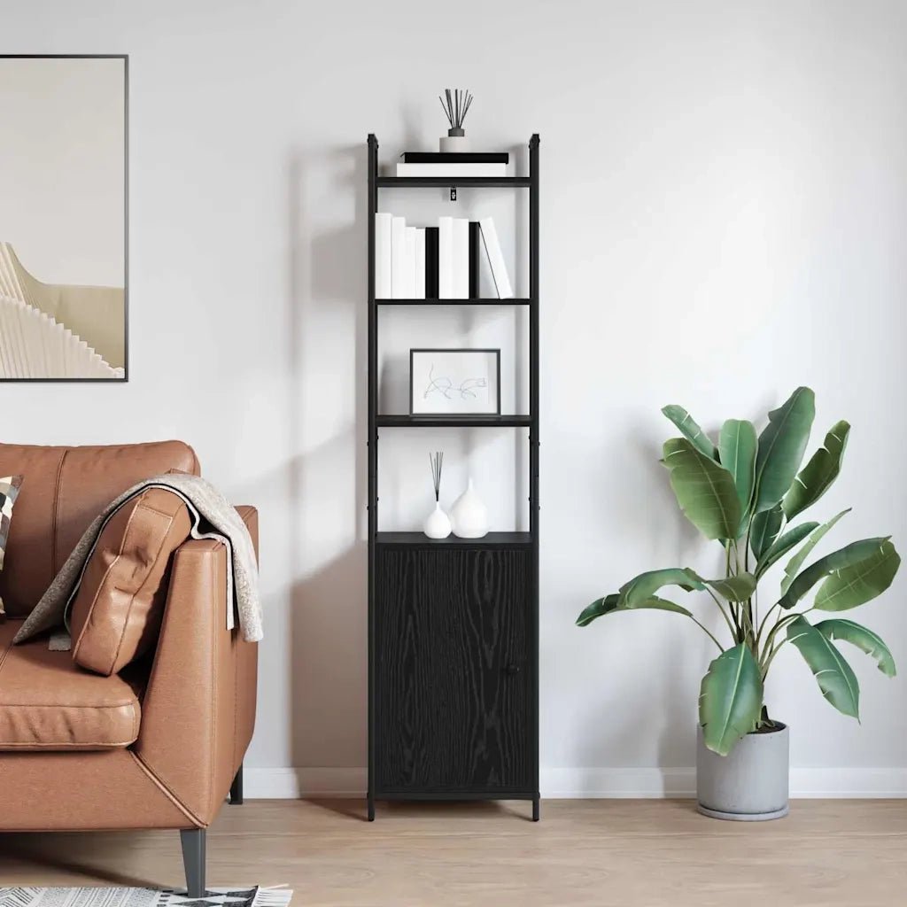 Armadio per Libri Rovere Nero 40 x 24 x 161 cm