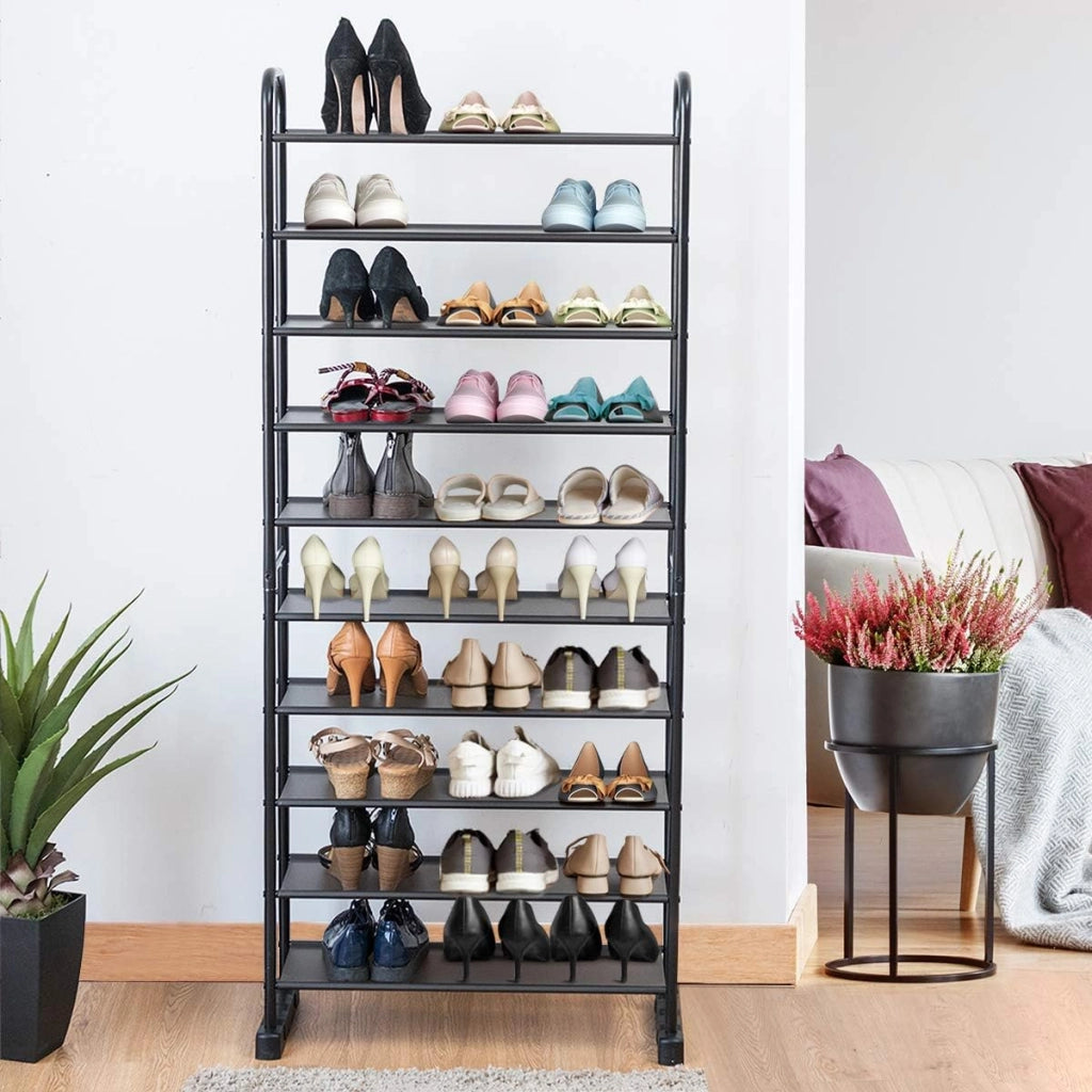 Scarpiera a 10 Ripiani Rimovibile, Organizzatore per Scarpe da 50 Paia, Struttura in Metallo, Ampia Capacità per Ingresso Soggiorno Camera da Letto, 66x29x152 cm