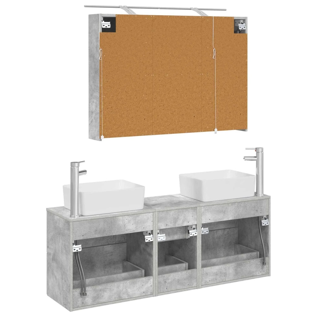 Set di mobili per il bagno 4 pcs Grigio Cemento 3406858