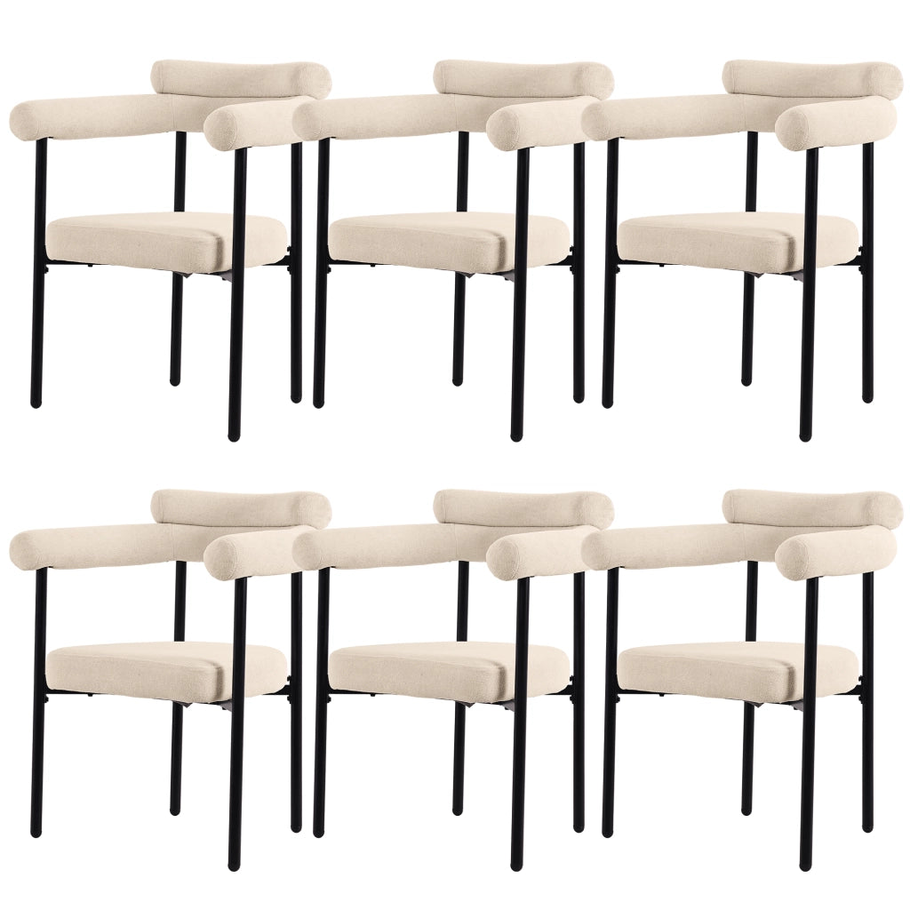 Sedia da sala da pranzo con seduta ampia; schienale ergonomico; in tessuto e ferro beige