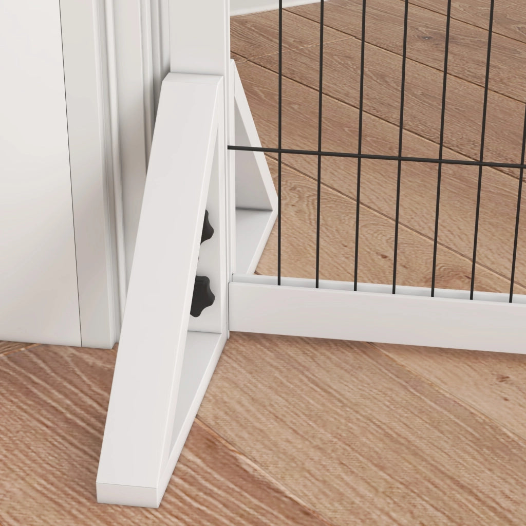 Barriera per cani 2 pannelli regolabile ¨C zephmum ¨C legno acciaio bianco 63-106 cm