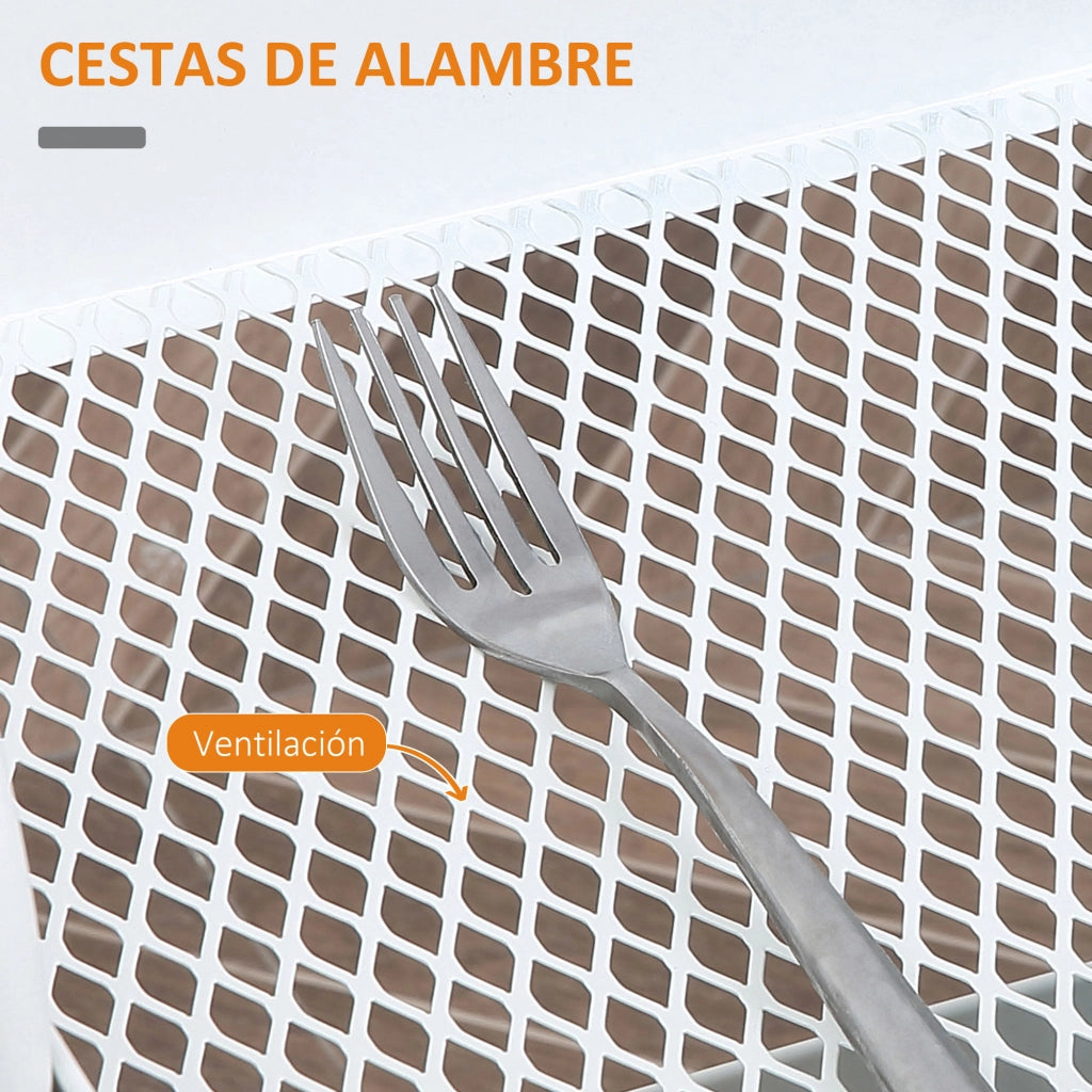 Carrello da cucina con ruote ¨C Xylo ¨C 2 cestini con cassetto estraibile e freni 43,9x30,5x75,6 cm bianco
