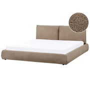 Letto matrimoniale ad acqua imbottito in tessuto bouclè marrone 180 x 200 cm stile classico camera da letto