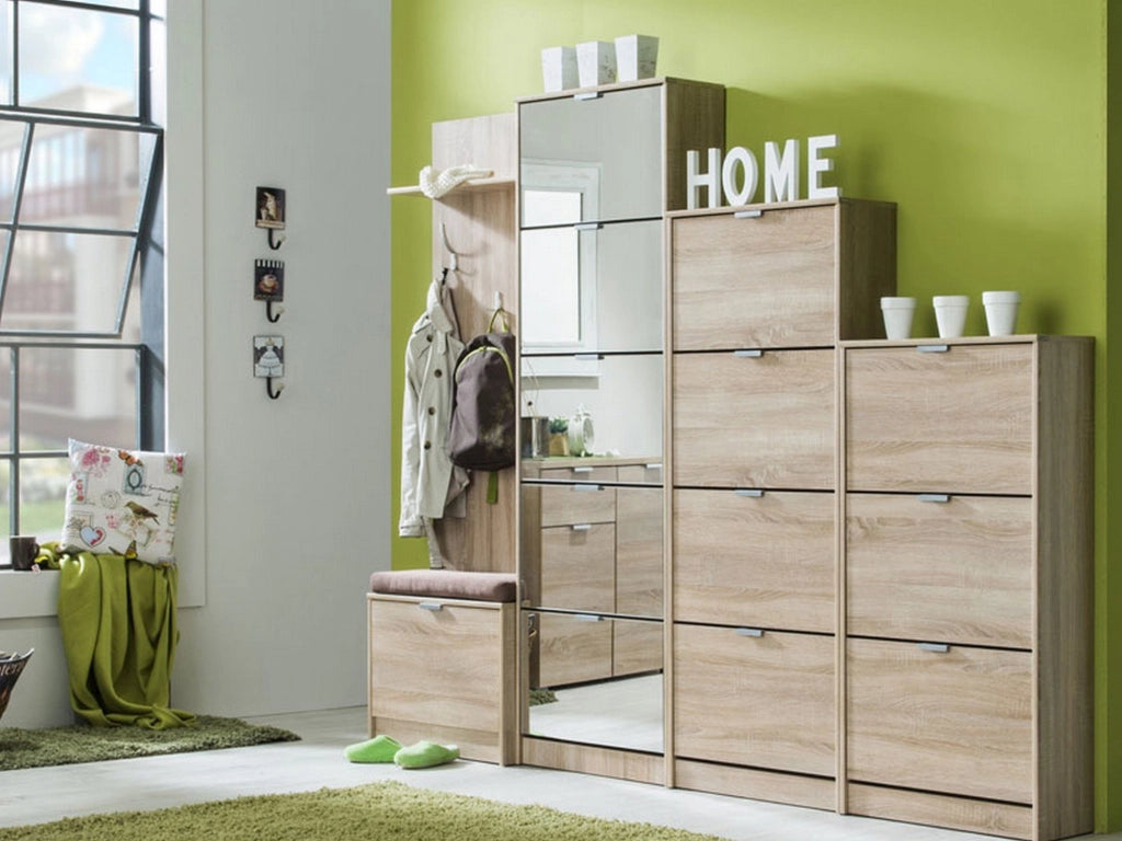 Mobile Portascarpe Dentro, Scarpiera 10 Ripiani, 67x28x191.5h cm Marrone Rovere