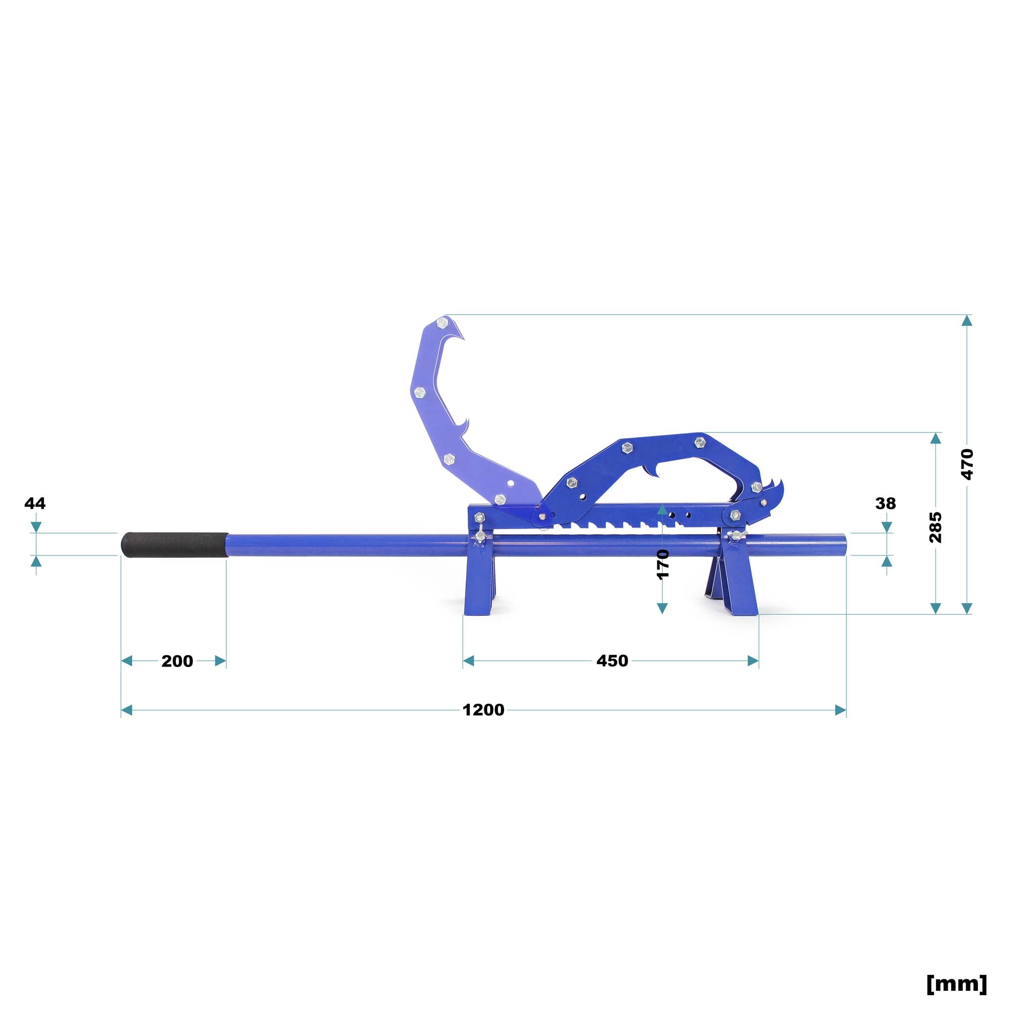 Leva giratronchi e alzatronchi 5in1, per sollevamento tronchi Ø50cm, in acciaio