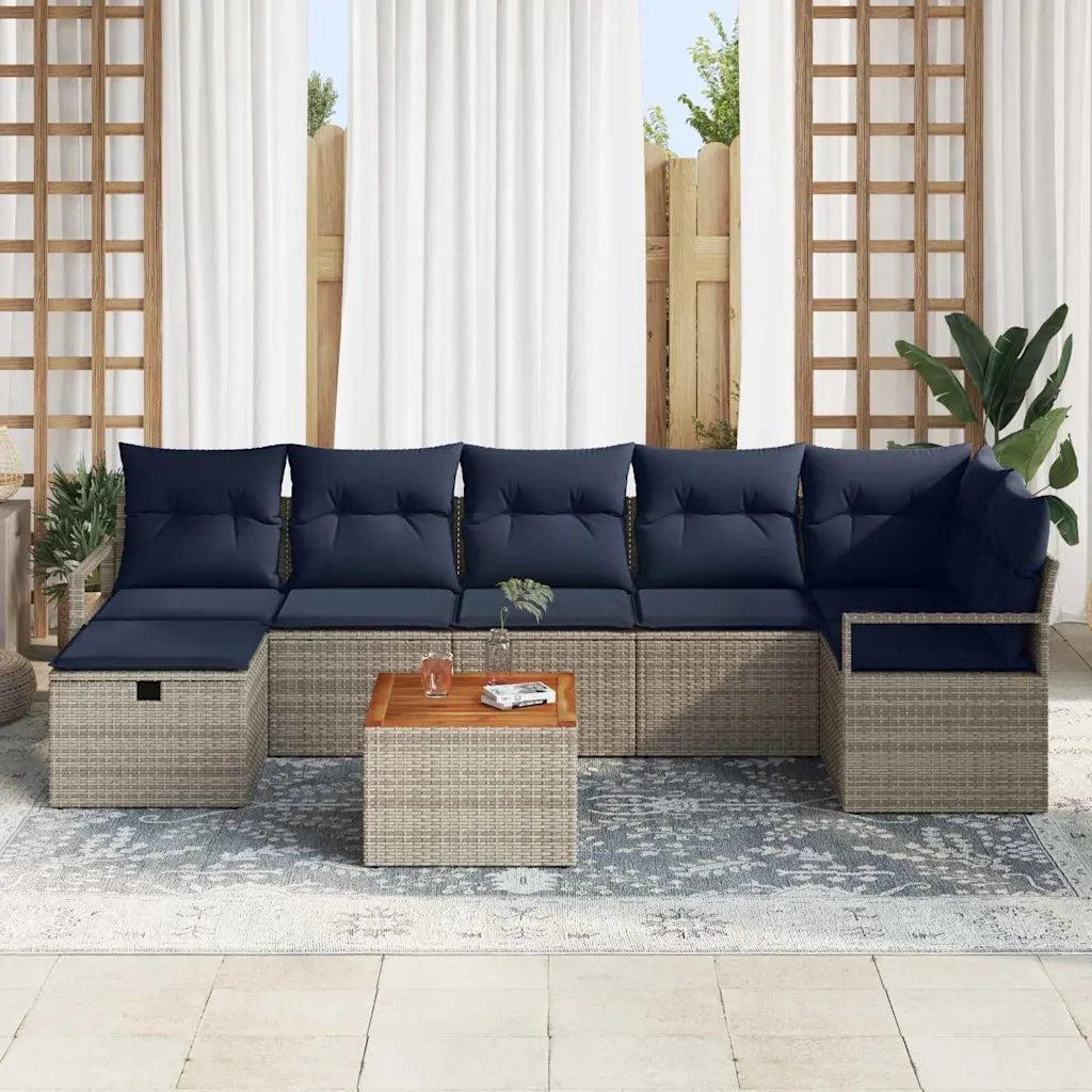 Set Divano da Giardino con cuscino 8 pcs Grigio polyrattan