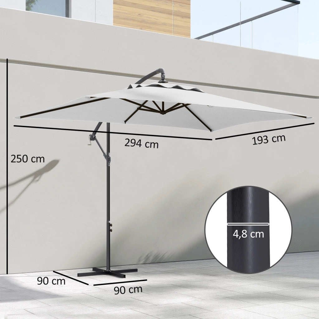 Parasol rettangolare esterno con manovella ¨C zephmum ¨C 294x193x250 cm
