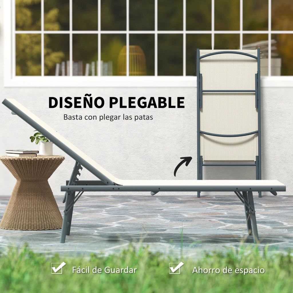 Set 2 Tumbonas Pieghevoli Reclinabili ¨C zephmum ¨C Grigio Crema