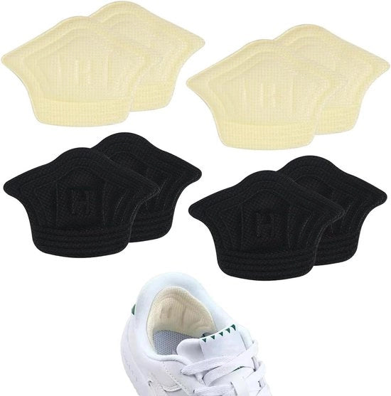 Pads di supporto premium in beige per una protezione ottimale dei talloni - Adatti a tutti i modelli di scarpe - Riduzione del dolore e antiscivolo - Set da 4
