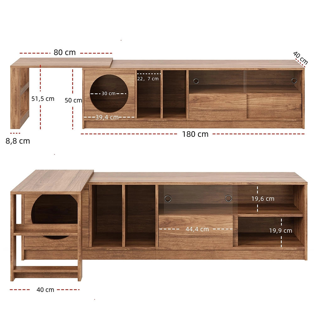 Mobile TV girevole - Xylo - 180(+80)x40x50 cm per animali