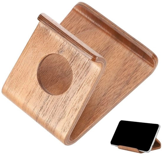 Sostegno per Telefono in Legno - Stand per Telefono Cellulare - Supporto per Tablet - Stand da Scrivania - Prodotto Sostenibile - Design Elegante - Supporto per Smartphone