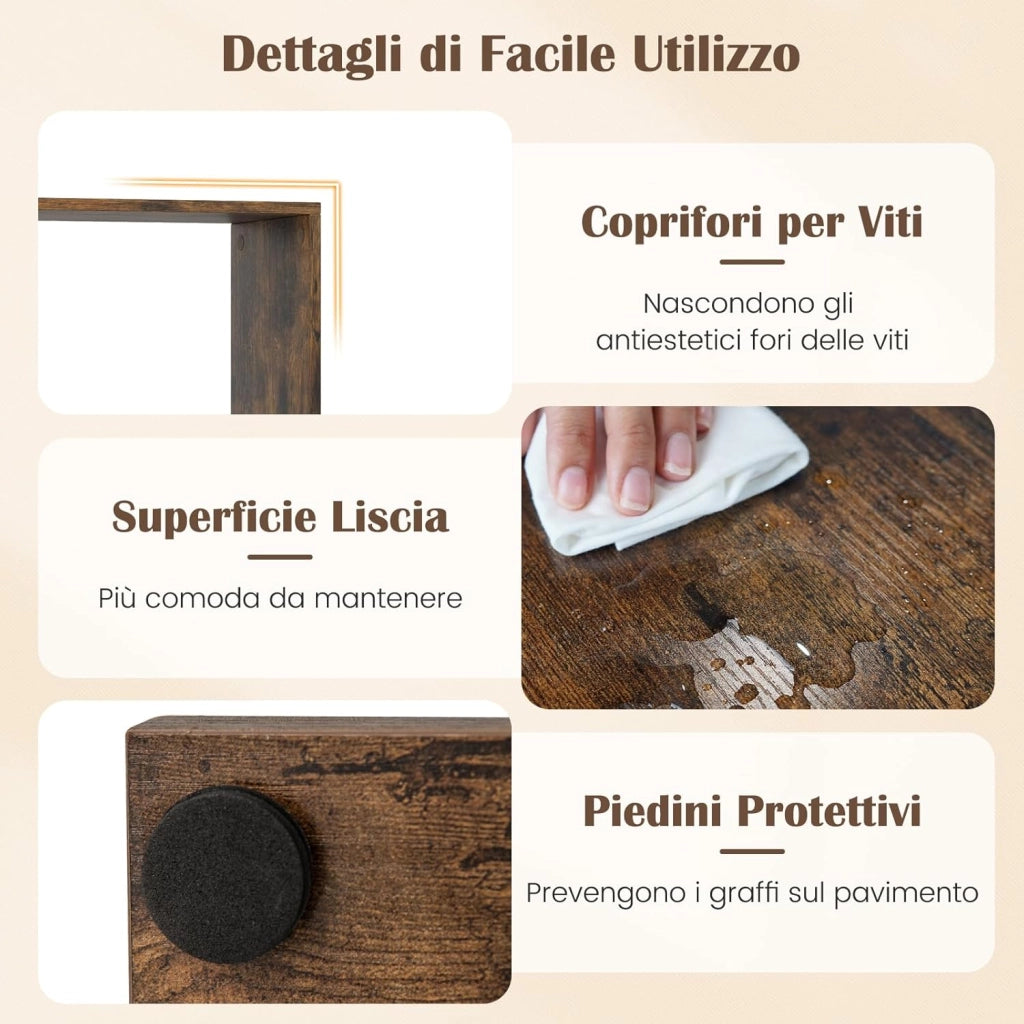 Libreria Scaffale Geometrico Spirale ad Angolo Retto a 7 Ripiani, Scaffale Espositivo in Legno Salvaspazio, Libreria per Camera da Letto, Soggiorno e Salotto, 125 x 22 x 150 cm (Marrone)