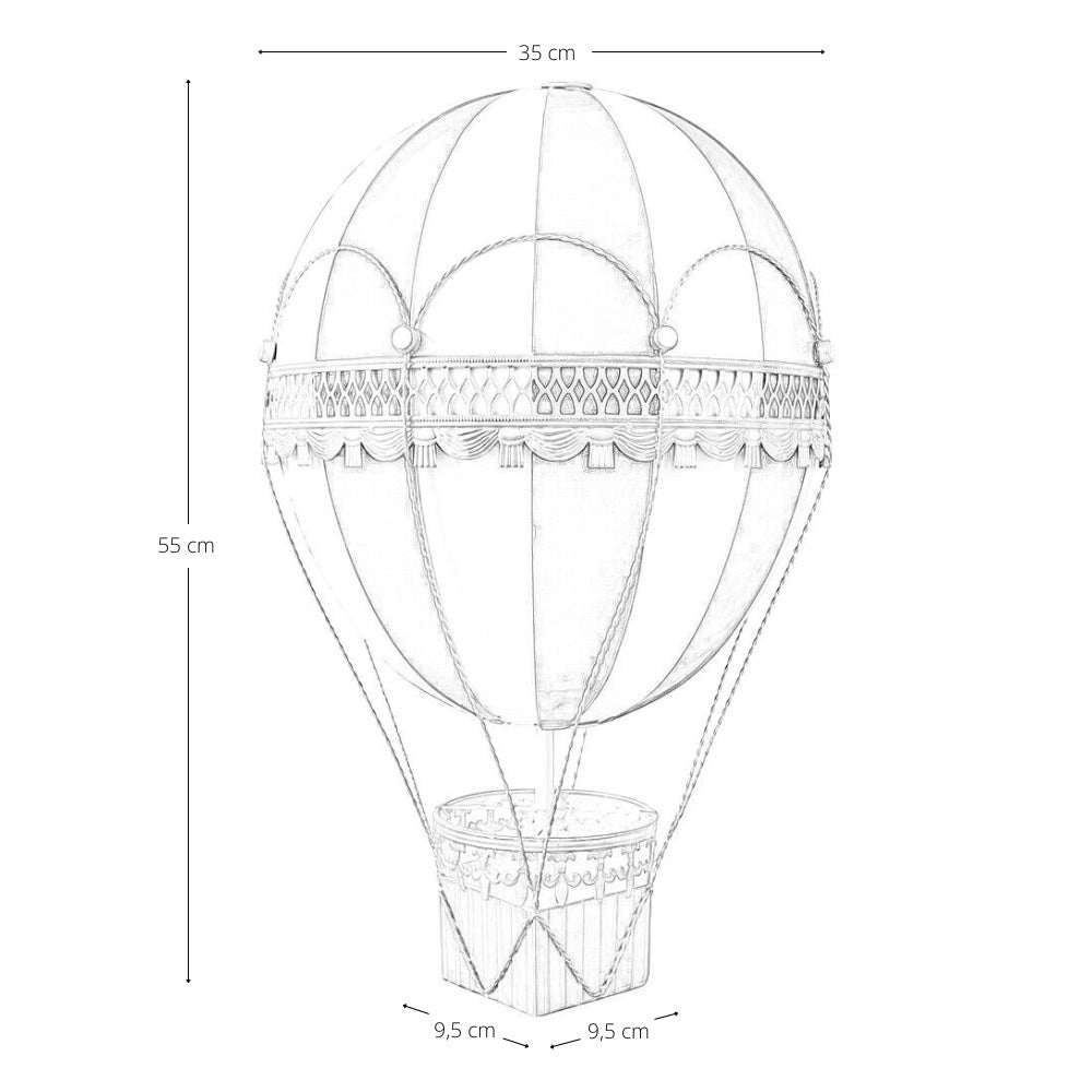 Mongolfiera Decorativa h 55 cm Metallo Rossa e Dorata da Appendere o Appoggiare
