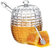 Honig contenitore in vetro con 1 cucchiaio, contenitore per miele, cucchiaio per miele e set per contenitore, dispenser per miele in vetro, contenitore per miele artigianale a forma di alveare con cucchiaio (255 ml)