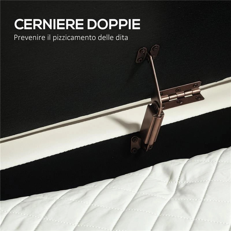 PANCA CONTENITORE OVALE DA 72L CON COPERCHIO SOLLEVABILE, IN TESSUTO VELLUTATO E LEGNO, 108X44X43.5 CM, CREMA