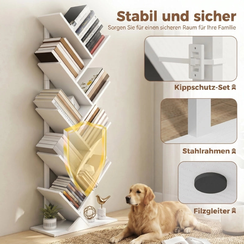 LIBRERIA a forma di albero 50x24x136 cm Legno Bianco