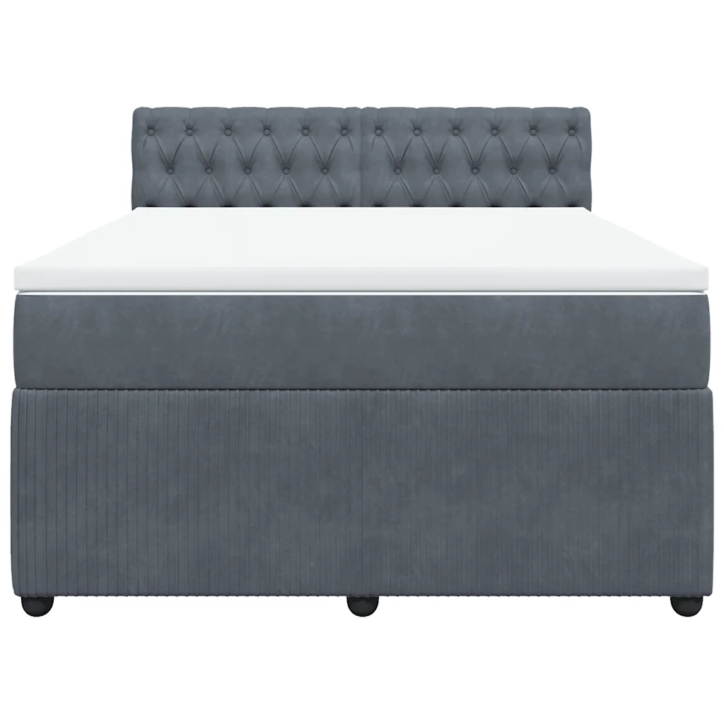 Giroletto a Molle con Materasso Grigio Scuro 140x190 cm Velluto