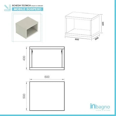 Mensolone bagno 60 cm grigio chiaro con vano a giorno per lavabo da appoggio Master