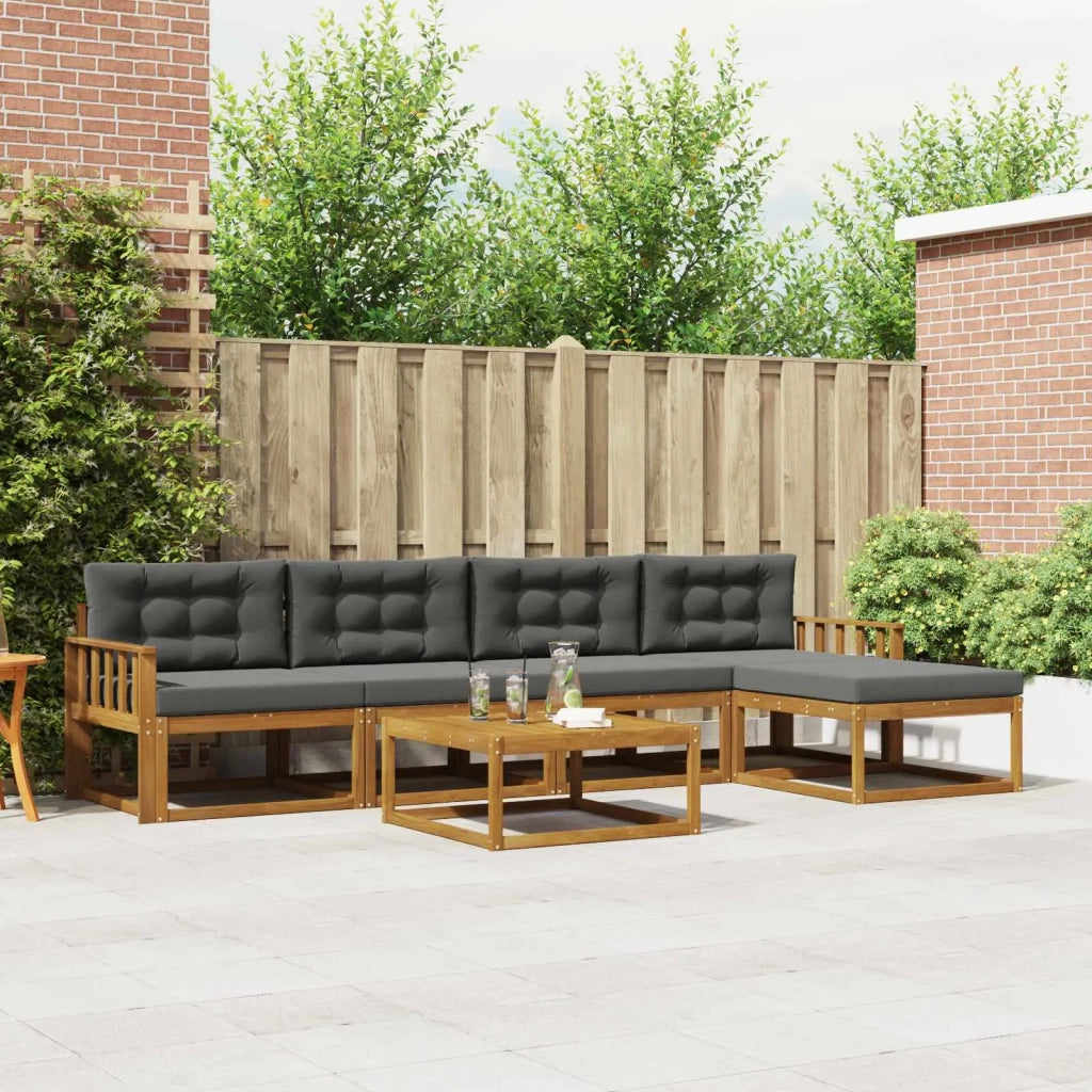 Set di divani da esterno con cuscino 6 pcs Naturale e Antracite
