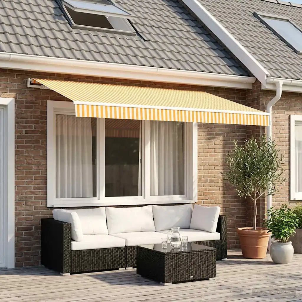 Telo di ricambio per tenda da sole Giallo e Bianco 350 x 250 cm 3444210