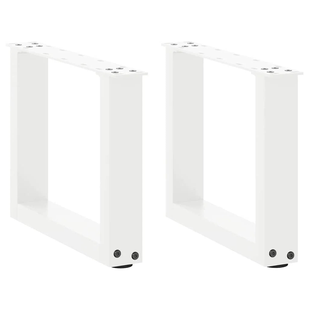 Set di 2 gambe robuste per tavolino da caffè a forma di U 40 x 30 cm con piedini regolabili design moderno acciaio bianco 02_0057373
