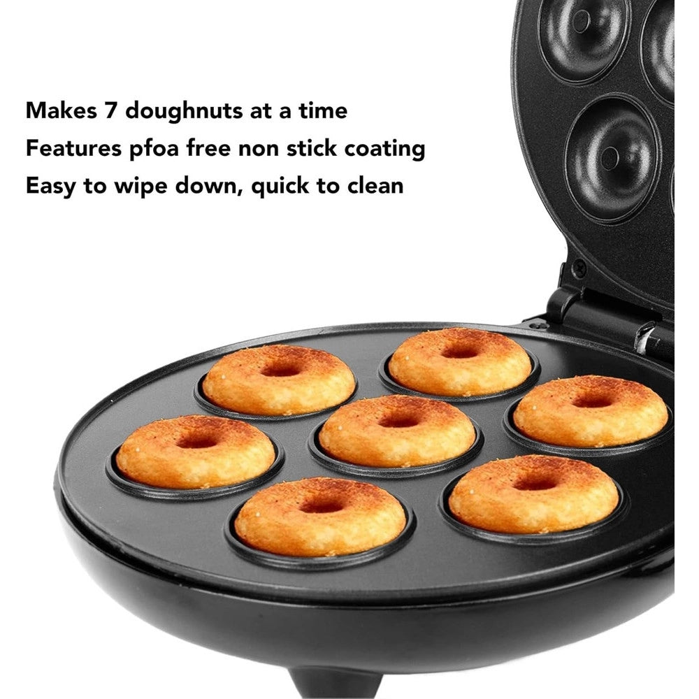 Trade Shop - Mini Donut Maker 1000w Antiaderente Riscaldamento A Doppia Faccia Elettrico 7 Ciambelle -