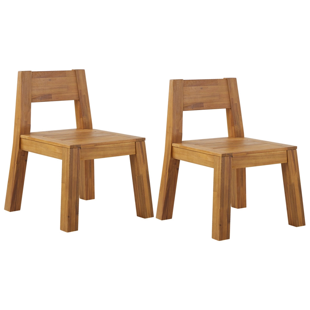 Set di 2 sedie da giardino stile rustico in legno di acacia chiaro laminato 81 x 61 cm da interno esterno rustico design moderno design moderno