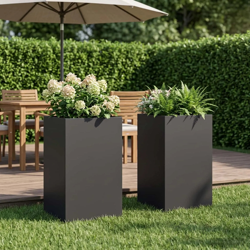 Vaso da giardino 2 pz Nero 30 x 30 x 50 cm 8005345