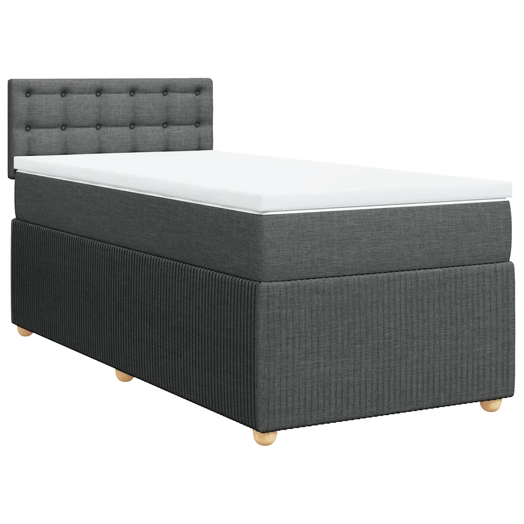 Giroletto a Molle con Materasso Grigio Scuro 100x200 cm Tessuto