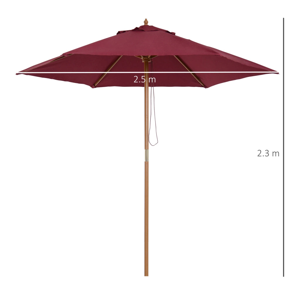 Ombrellone da Giardino Rotondo in Legno e Poliestere ¨C zephmum ¨C Bordeaux 250x230 cm