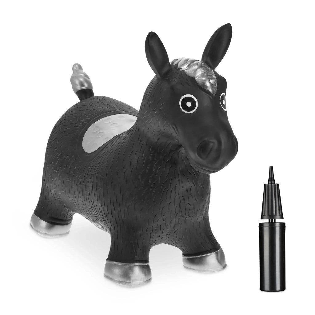 Lotto di 1 cavallo saltarello da interno ed esterno 78 x 40 x 65 cm migliora l'equilibrio e la coordinazione in PVC nero 13_0012459