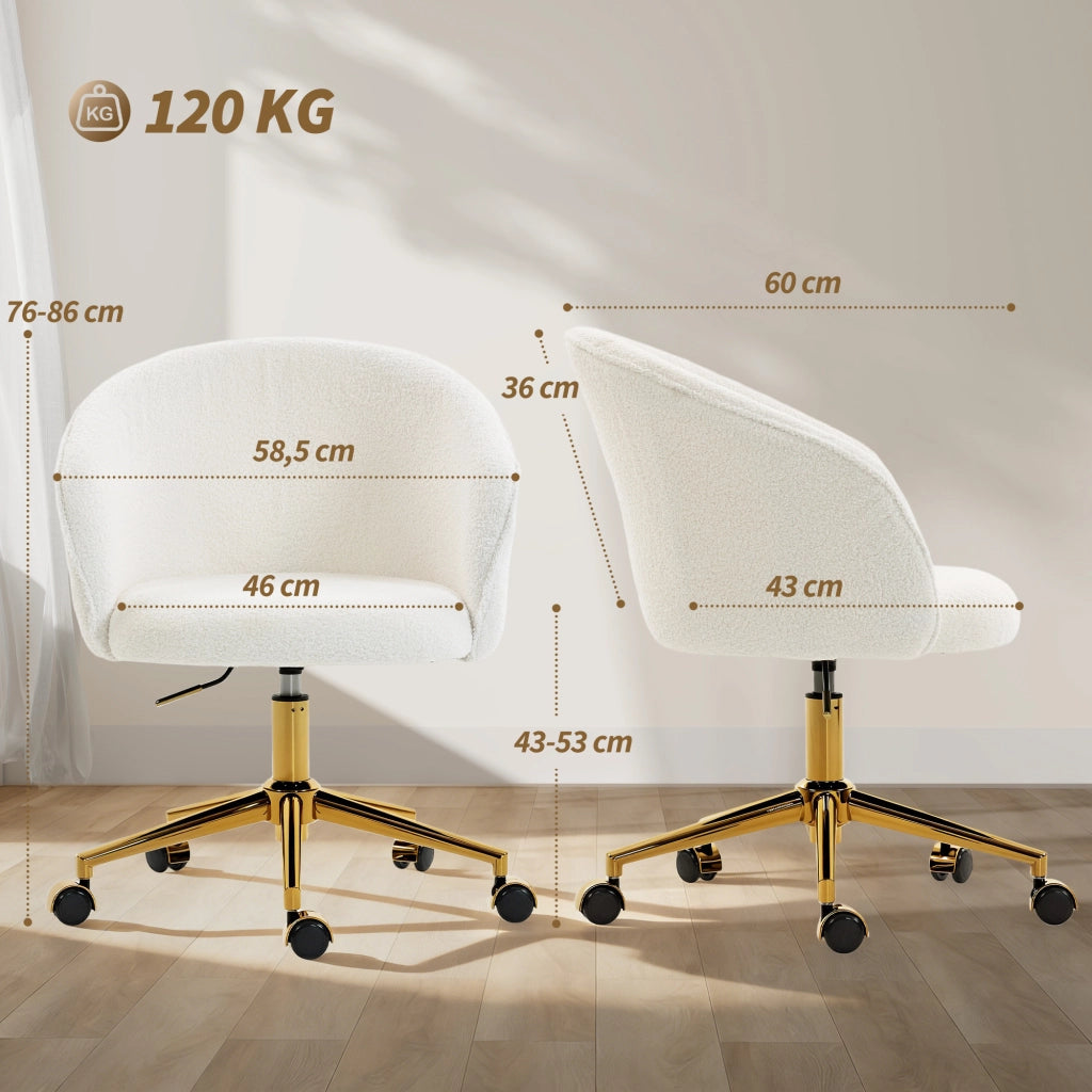 Sedia da ufficio ergonomica regolabile in altezza ¨C zephmum ¨C crema