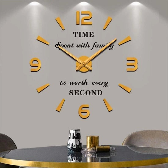 Oro Moderno Silenzioso Orologio da Parete DIY Grande 3D Etichetta Decorazione per la Casa Regalo
