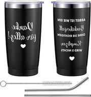 Isolante termico 600 ml per colleghi - Bicchiere di isolamento con coperchio e beccuccio - Regalo di commiato regalo di addio - Cambio di lavoro pensione - Nero