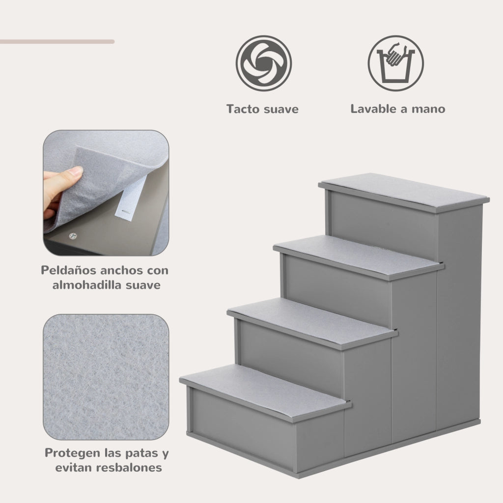 Scala per Letti a Soppalco per Cani e Gatti ¨C zephmum ¨C Grigio 40x59x54,2 cm