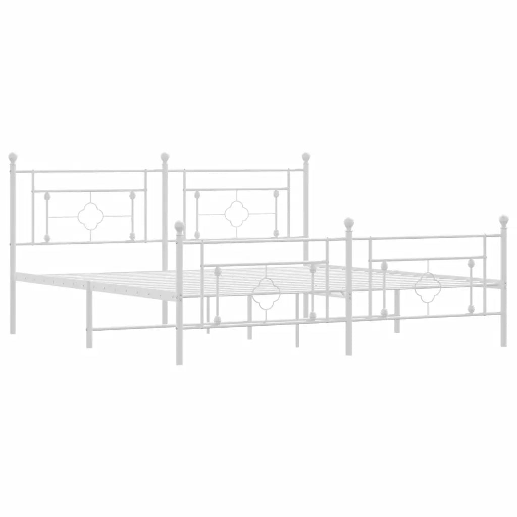 Giroletto con Testiera e Pediera Metallo Bianco 183x213 cm 374411