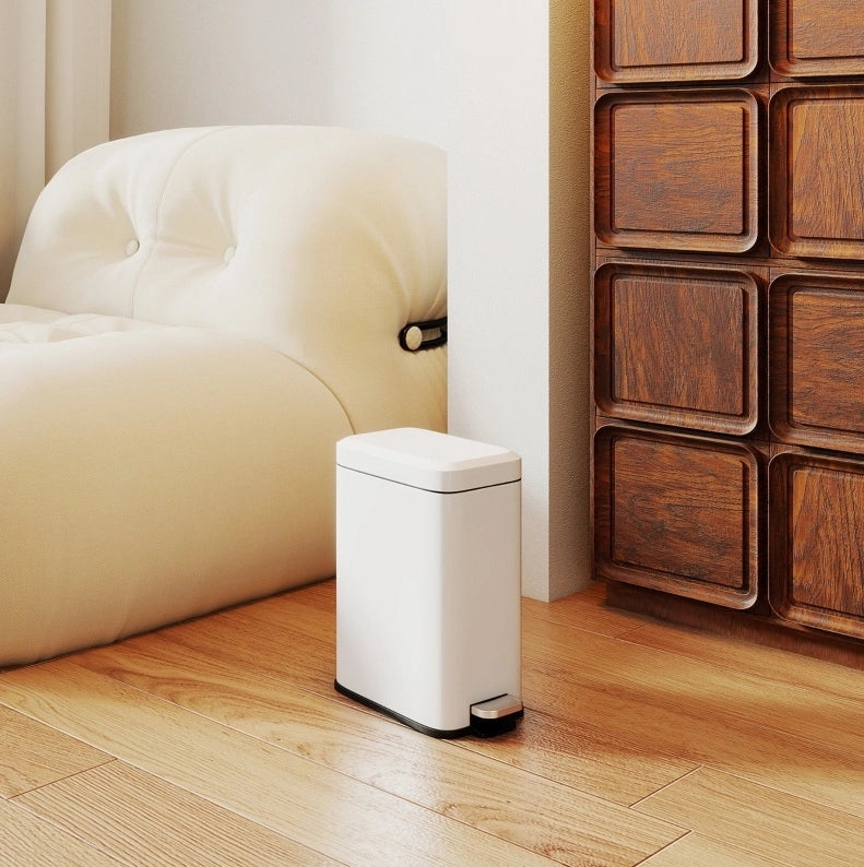 Pattumiera a pedale 5 L in metallo bianco con secchio interno
