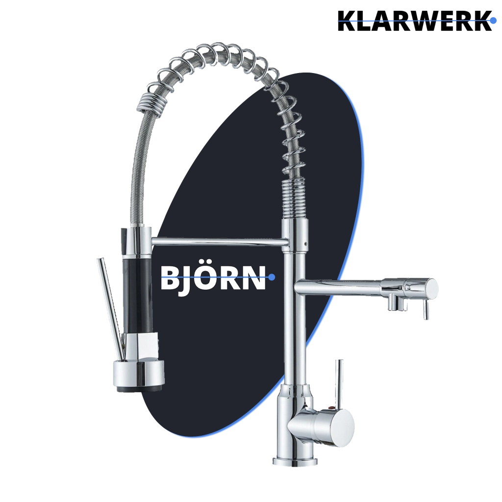 Bjorn | Rubinetto cucina Gastronomy chrome argent Due docce | Rubinetto cucina professionale acciaio inossidabile | Ristorante doppio lavello