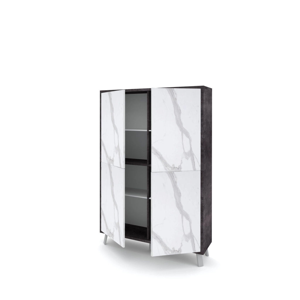 Credenza alta VELBRUK nero pietra/marmo calacatta